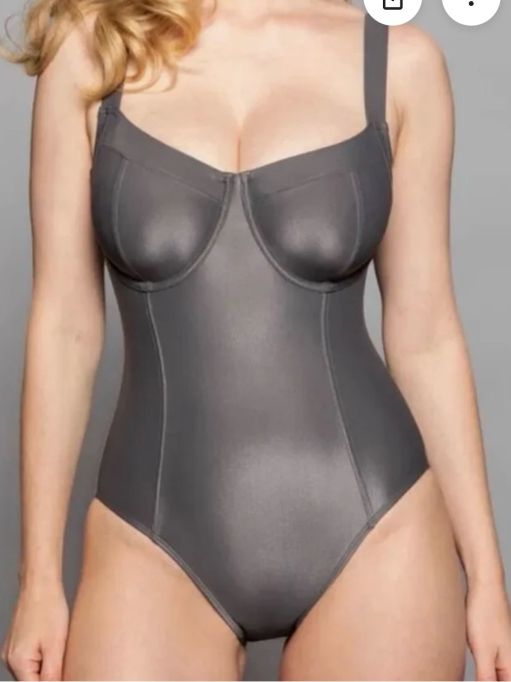 Women's TA3 Gray Underwire Swim Bodysuit with Adjustable Straps - Picture 4 of 4